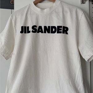 Jil Sander White Tee with Black Logo